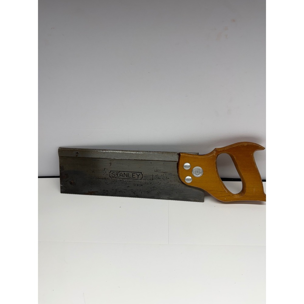 Vintage Stanley No 39 Back Saw 12 Inch Blade Wood Handle Made in USA Hand Tool